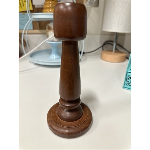 Vintage Wooden Candle Holder 7" - Picture 1 of 5